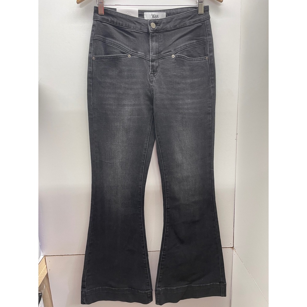 Denim Bar Womens High Rise Flare Jeans Black Size 5/27 Inseam 32" NWT New